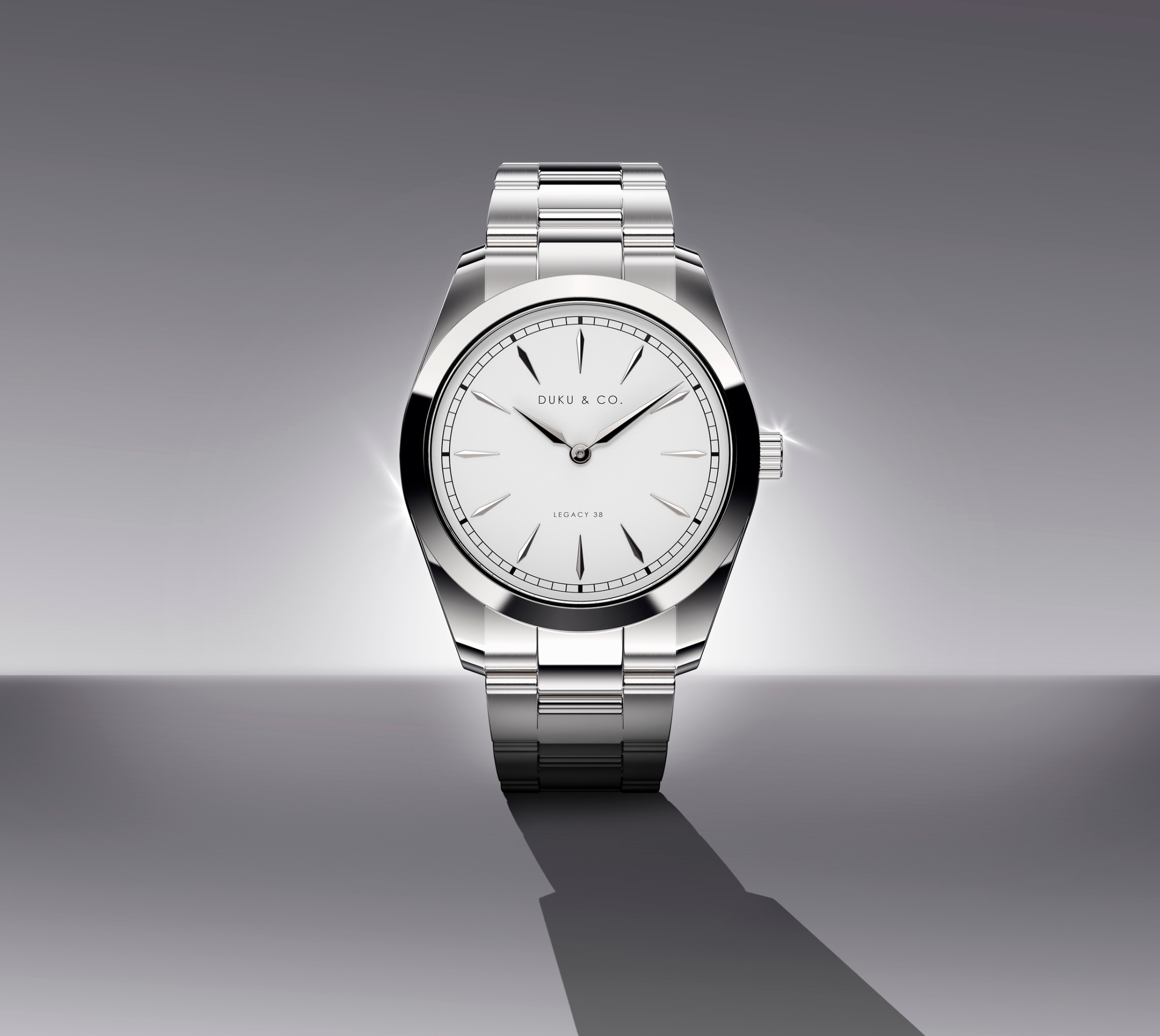 Silver and White Stainless Steel Watch from Duku & Co.
