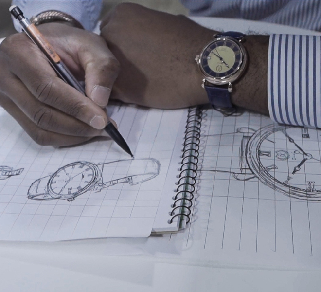 Drawing a wrist watch on a piece of paper