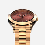 Rose gold and Wine stainless steel watch from Duku & Co.