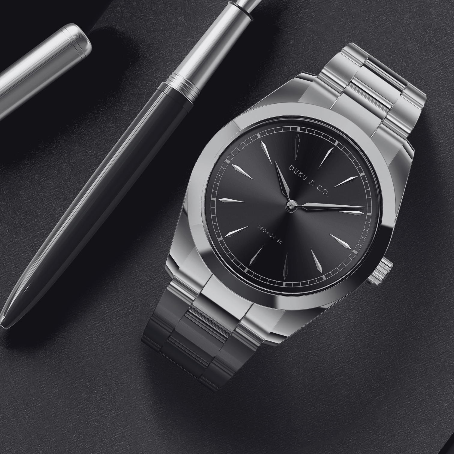 Pen and Stainless steel watch from Duku & Co.