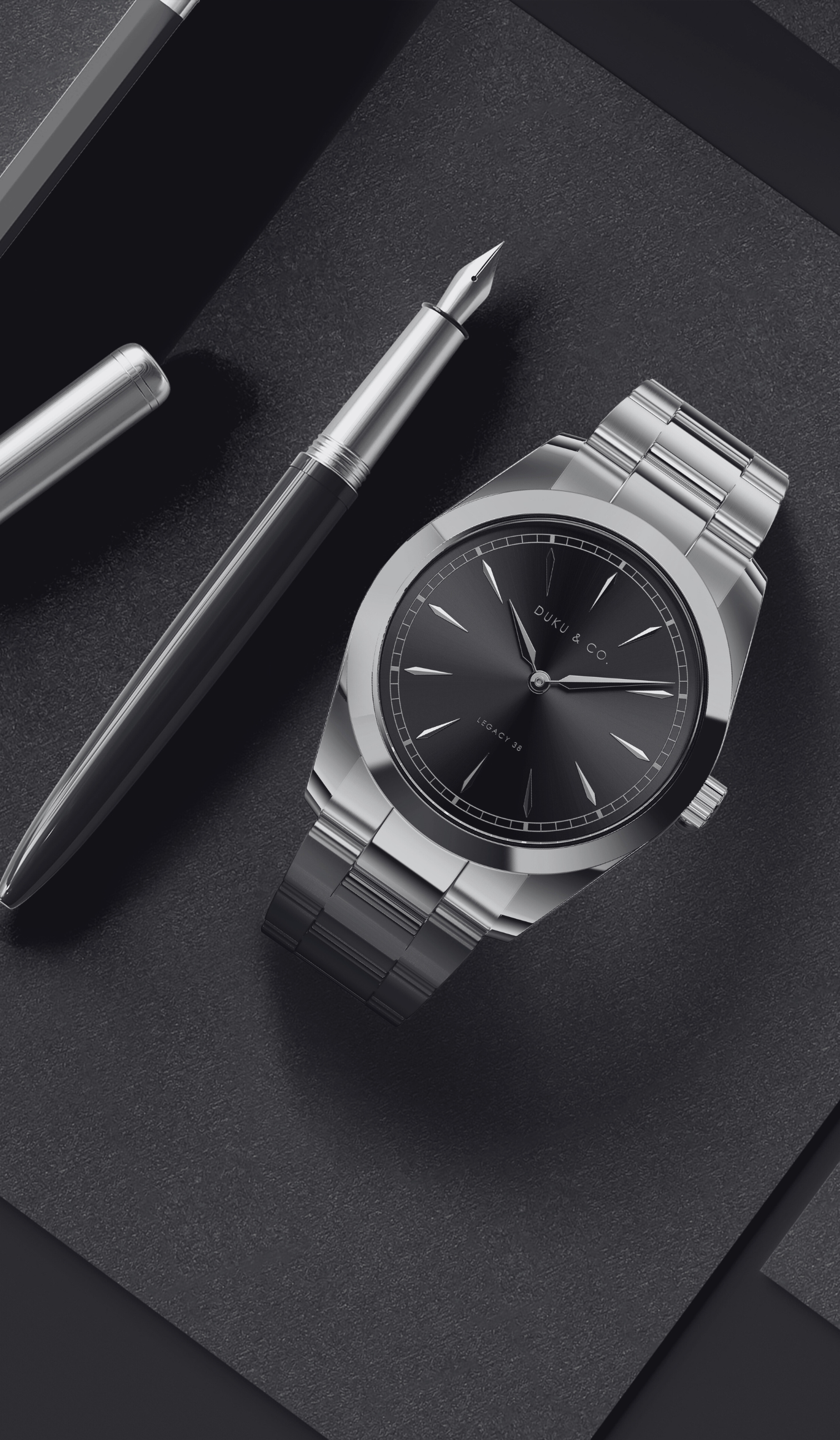 Pen and Stainless steel watch from Duku & Co.