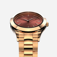 Rose gold and Wine stainless steel watch from Duku & Co.