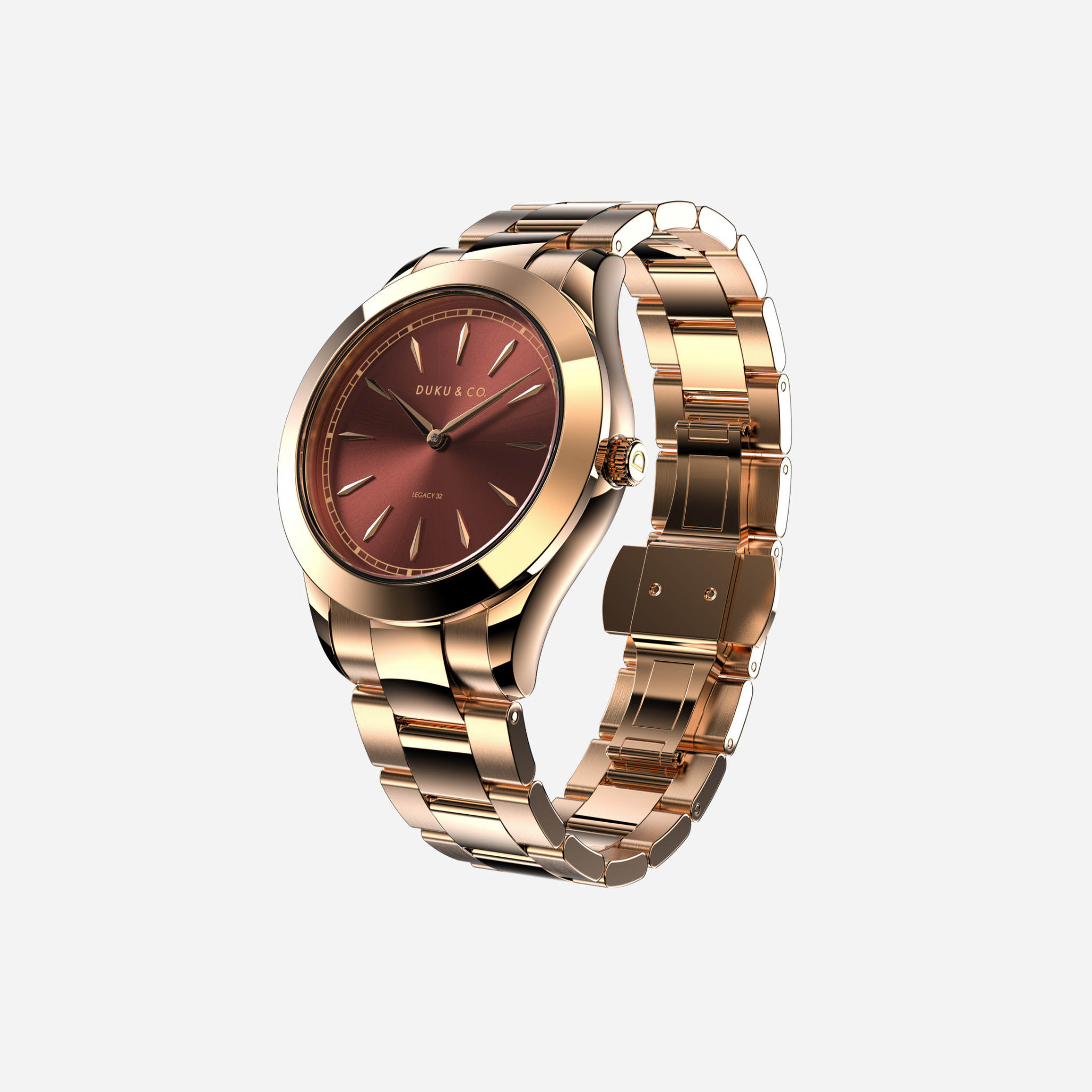 Rose gold and Wine stainless steel watch from Duku & Co.