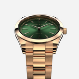 Rose gold and green stainless steel watch from Duku & Co.